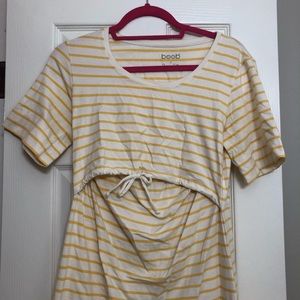Yellow & White Stripe Maternity Dress